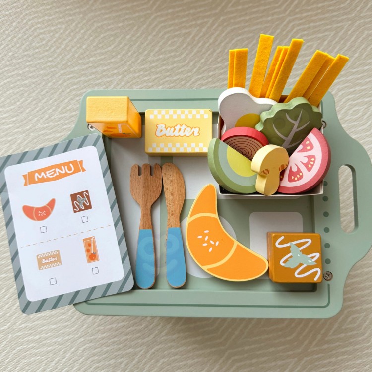 Zestaw Śniadaniowy i  Restauracja – Zabawa w Zamawianie z Tacą i Akcesoriami WOOPIE GREEN