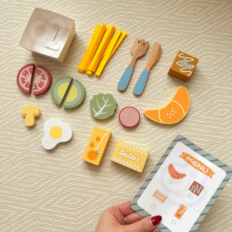 Zestaw Śniadaniowy i  Restauracja – Zabawa w Zamawianie z Tacą i Akcesoriami WOOPIE GREEN