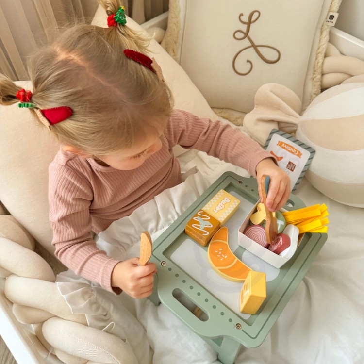 Zestaw Śniadaniowy i  Restauracja – Zabawa w Zamawianie z Tacą i Akcesoriami WOOPIE GREEN