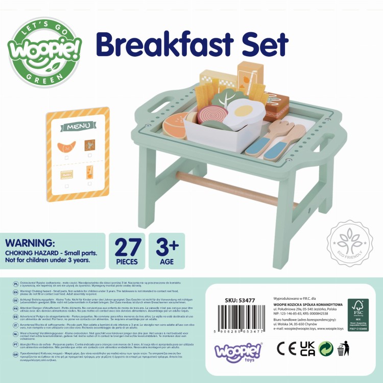 Zestaw Śniadaniowy i  Restauracja – Zabawa w Zamawianie z Tacą i Akcesoriami WOOPIE GREEN