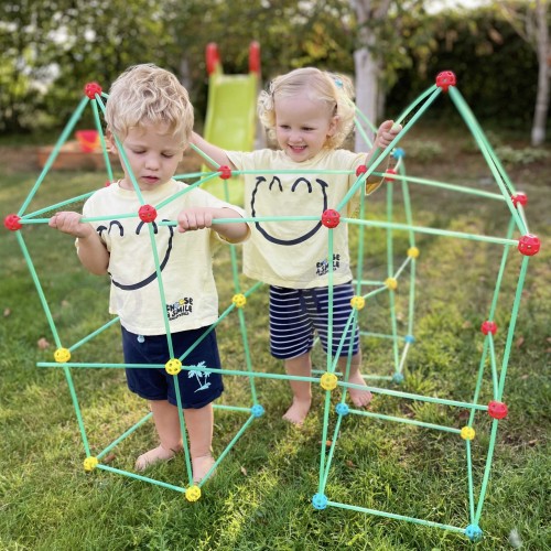 Duże Klocki Konstrukcyjny Namiot Zestaw Słomki Rurki 128 el.