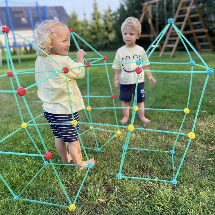 Duże Klocki Konstrukcyjny Namiot Zestaw Słomki Rurki 128 el.