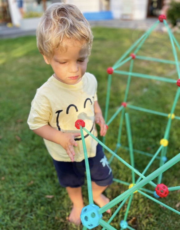 Duże Klocki Konstrukcyjny Namiot Zestaw Słomki Rurki 128 el.