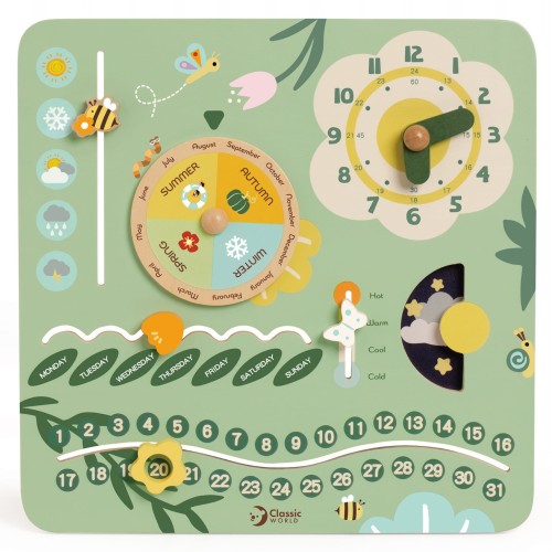 Drewniana Tablica Manipulacyjna "Mój pierwszy kalendarz" Zegar dla Dzieci