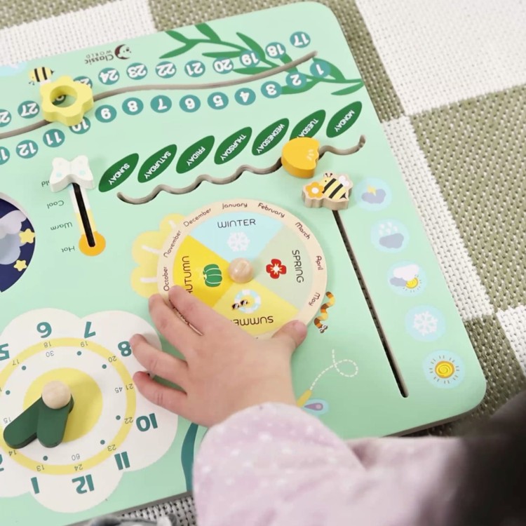 Drewniana Tablica Manipulacyjna "Mój pierwszy kalendarz" Zegar dla Dzieci