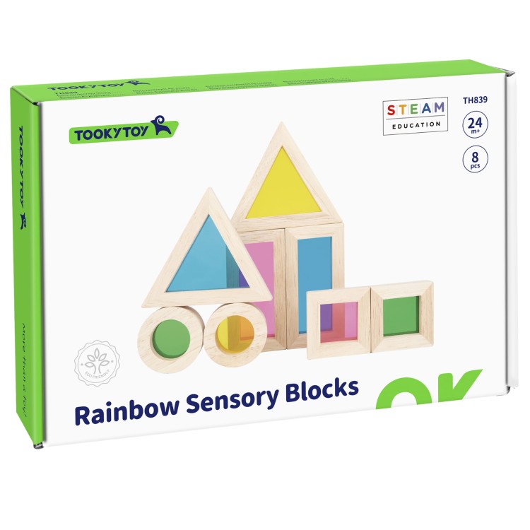 Drewniane Kolorowe Klocki Lustra Zestaw 8 el.