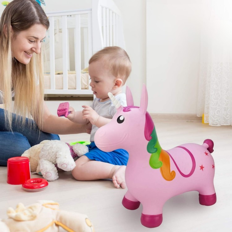 Skoczek Gumowy do Skakania Jednorożec Różowy + Pompka