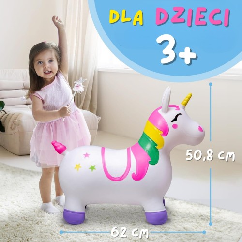 Skoczek Gumowy do Skakania Jednorożec Biały+ Pompka