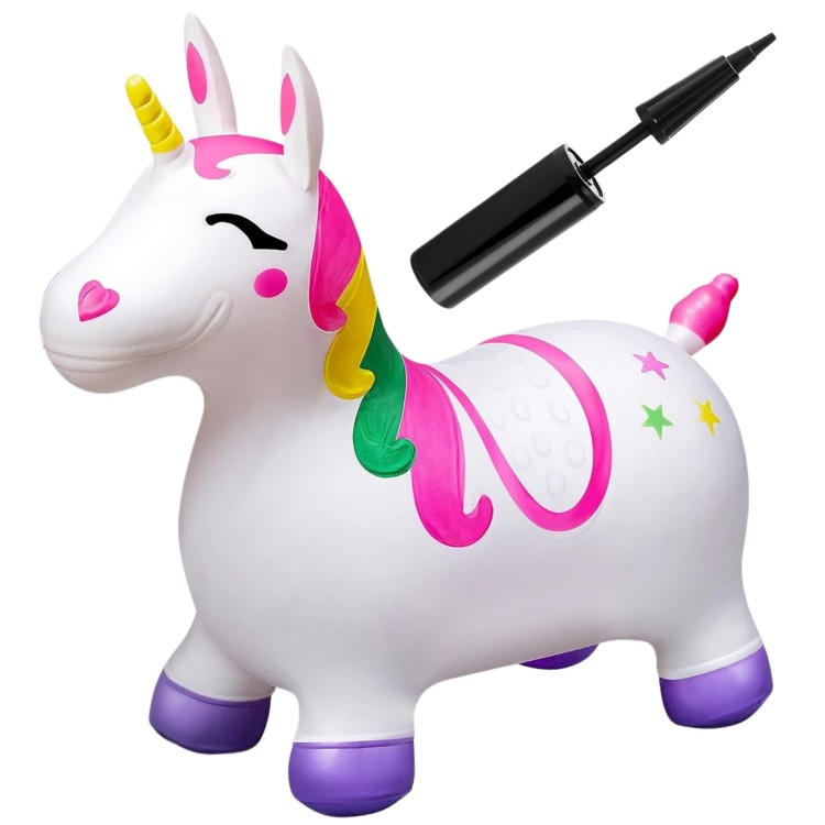 Skoczek Gumowy do Skakania Jednorożec Biały+ Pompka