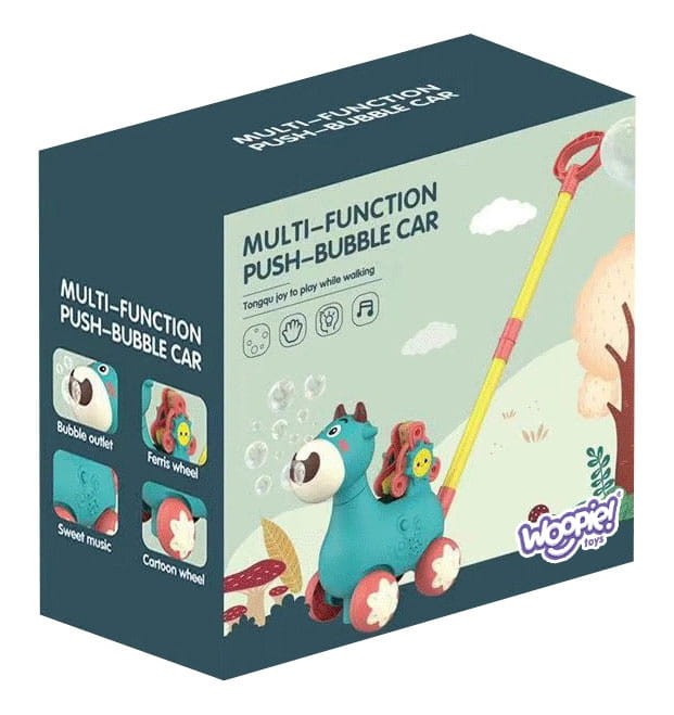 Pchacz Krówka do Pchania z Dźwiękiem i Bańkami Mydlanymi Różowa