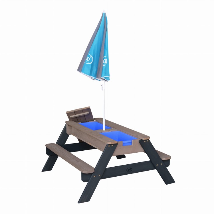 Stół Piknikowy z Pojemnikami na Piasek i Wodę oraz Parasolem – model Nick