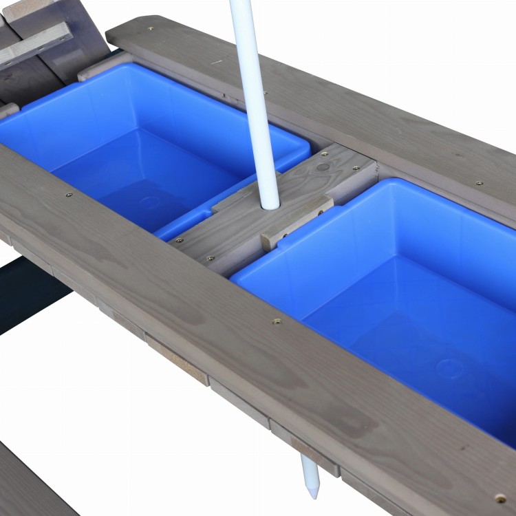 Stół Piknikowy z Pojemnikami na Piasek i Wodę oraz Parasolem – model Nick