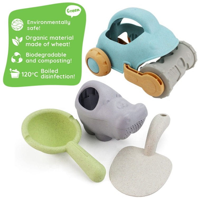 Zestaw do Piasku z Samochodzikiem WOOPIE GREEN 10 el. – Ekologiczna zabawa z BIO materiału