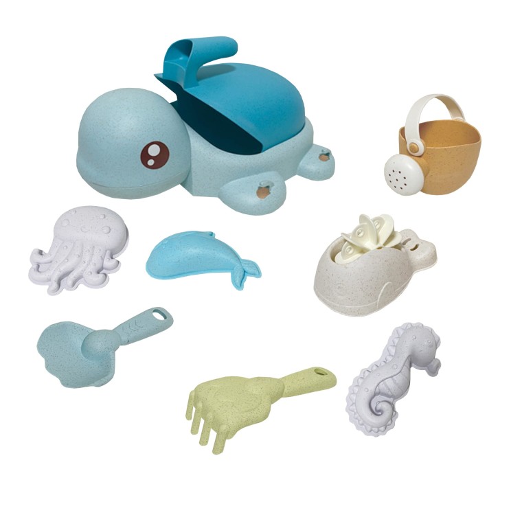 Zestaw 2w1 do Piasku i Wanny Żółwik WOOPIE GREEN 8 el. – Ekologiczna zabawa BIO