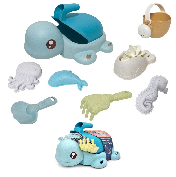 Zestaw 2w1 do Piasku i Wanny Żółwik WOOPIE GREEN 8 el. – Ekologiczna zabawa BIO