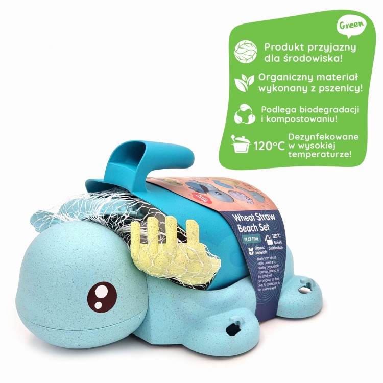 Zestaw 2w1 do Piasku i Wanny Żółwik WOOPIE GREEN 8 el. – Ekologiczna zabawa BIO