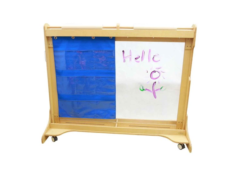 Materiałowy Arkusz z Kieszonkami na Książki i Obrazki – Niebieski – Masterkidz EDU