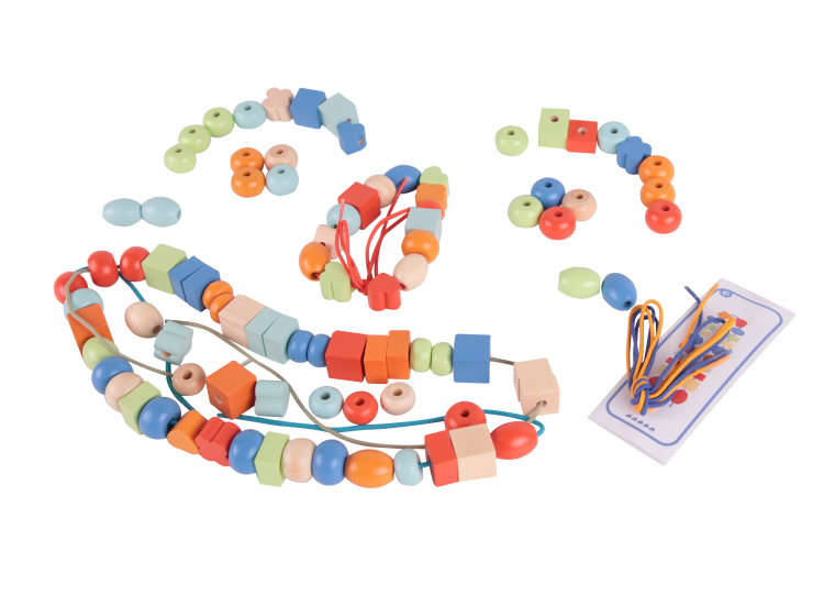 Drewniane Koraliki do Nawlekania 96 el. – Classic World Montessori