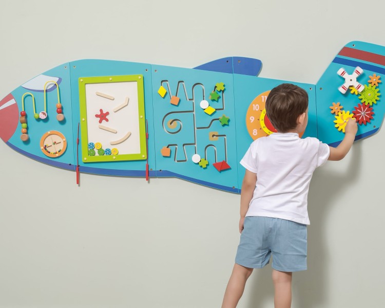Drewniana Tablica Sensoryczna Manipulacyjna Samolot Montessori FSC – VIGA