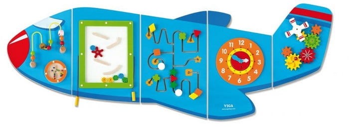 Drewniana Tablica Sensoryczna Manipulacyjna Samolot Montessori FSC – VIGA