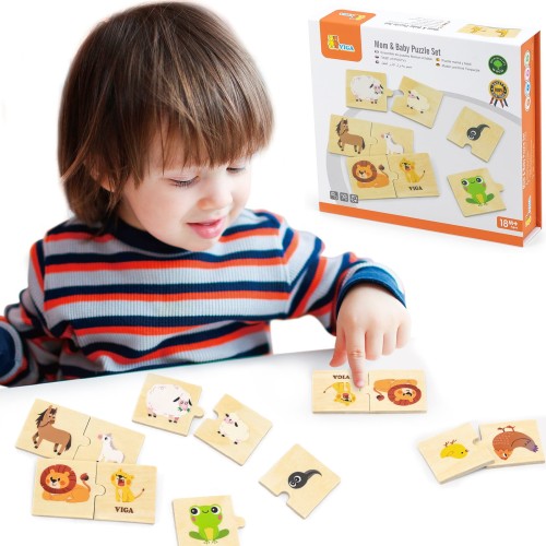Drewniane Puzzle Układanka Zwierzątka Małe i Duże – VIGA | Nauka Przeciwieństw dla Dzieci