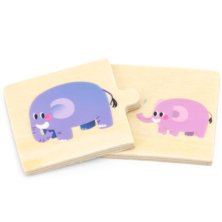 Drewniane Puzzle Układanka Zwierzątka Małe i Duże – VIGA | Nauka Przeciwieństw dla Dzieci