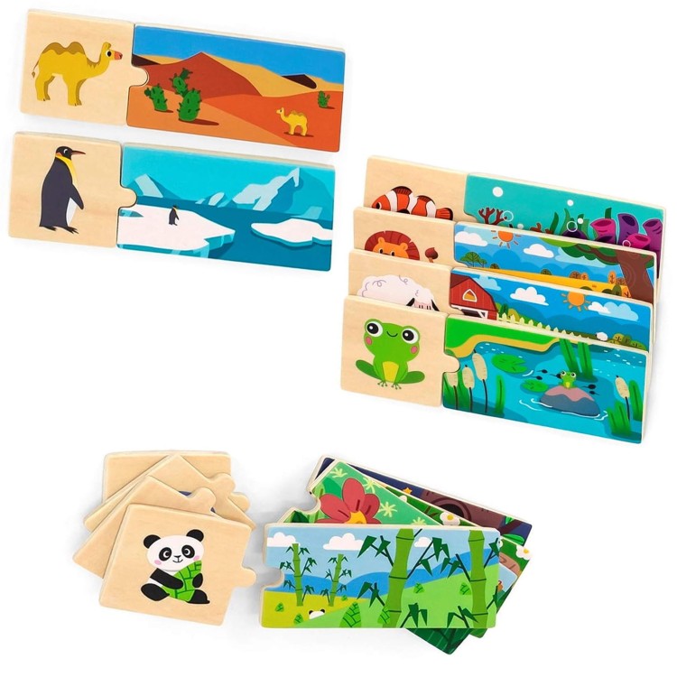Puzzle Logiczne ze Zwierzętami – VIGA | Drewniana Układanka Edukacyjna Montessori