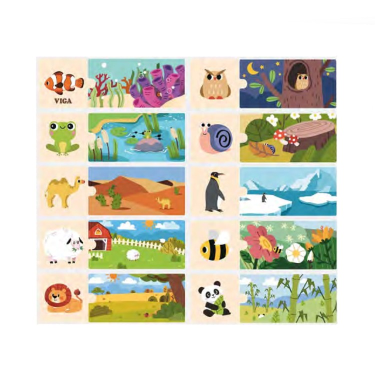 Puzzle Logiczne ze Zwierzętami – VIGA | Drewniana Układanka Edukacyjna Montessori