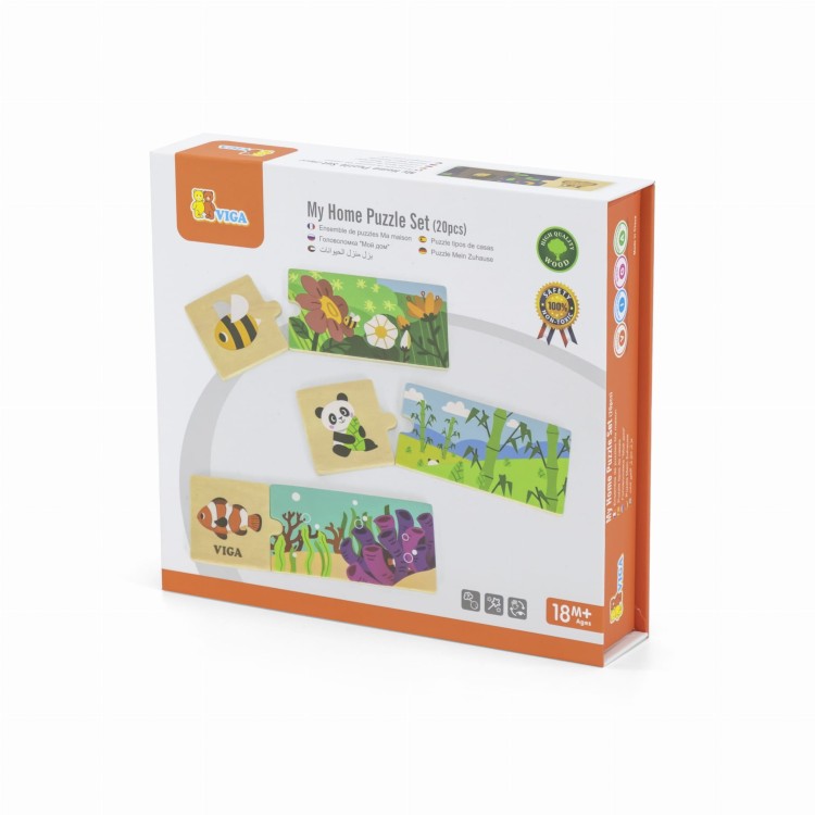 Puzzle Logiczne ze Zwierzętami – VIGA | Drewniana Układanka Edukacyjna Montessori