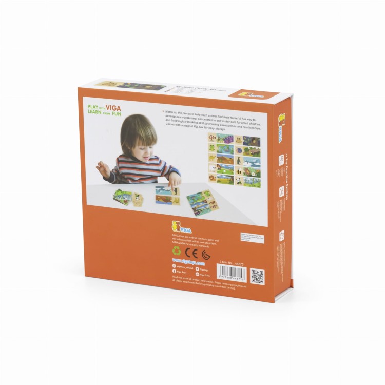 Puzzle Logiczne ze Zwierzętami – VIGA | Drewniana Układanka Edukacyjna Montessori
