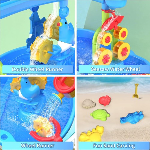 Stolik Wodny XL 2w1 Zabawa Wodą i Piaskiem 37 el. | WOOPIE