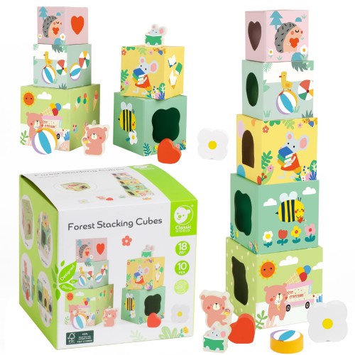 Układanka Kostki Box Leśna Piramidka 10 el. FSC | Classic World