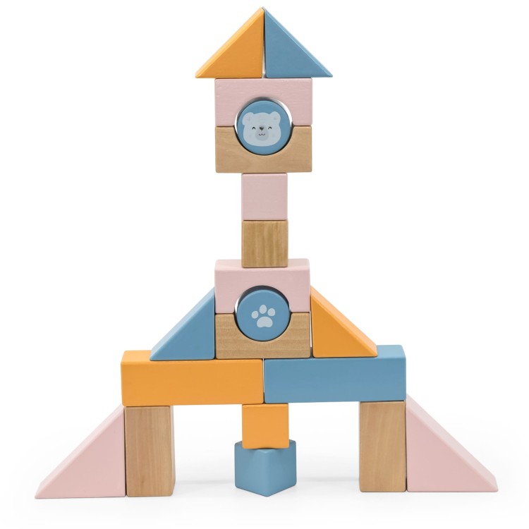 Drewniany Wózek do Ciągnięcia z Klockami 21 el. | VIGA Montessori