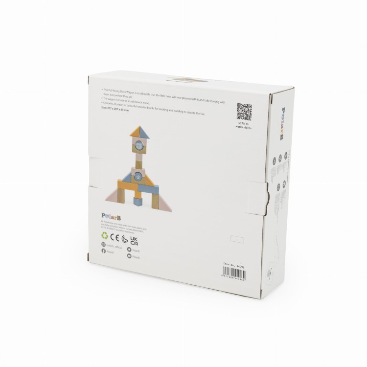 Drewniany Wózek do Ciągnięcia z Klockami 21 el. | VIGA Montessori