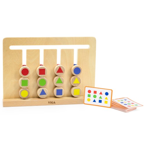 Gra Logiczna Odwzoruj Kolory i Figury – VIGA | Montessori, Drewniana Układanka