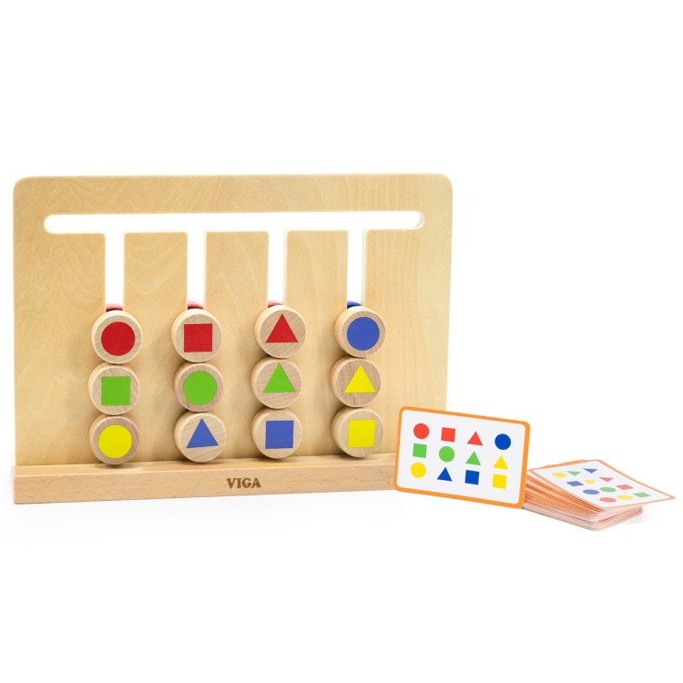 Gra Logiczna Odwzoruj Kolory i Figury – VIGA | Montessori, Drewniana Układanka