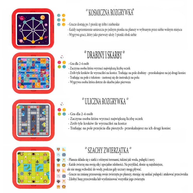 Stolik Gier Planszowych i Logicznych 10w1 65 el. | WOOPIE