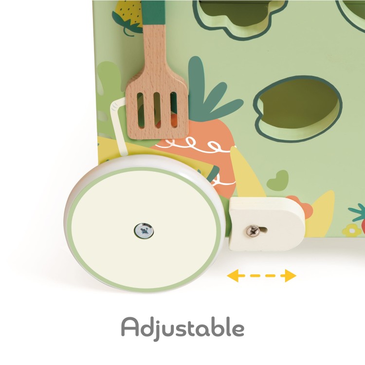 Drewniana Kuchnia 2w1 Pchacz z Odkręcanymi Kołami | CLASSIC WORLD