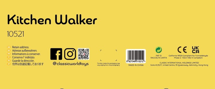 Drewniana Kuchnia 2w1 Pchacz z Odkręcanymi Kołami | CLASSIC WORLD