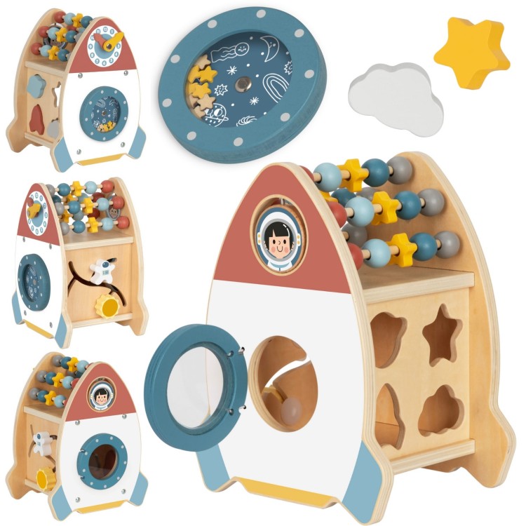 Drewniana Rakieta Aktywności Sorter Labirynt 3w1 | TOOKY TOY