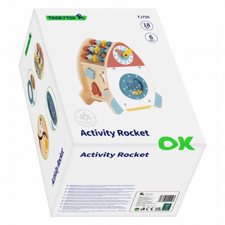 Drewniana Rakieta Aktywności Sorter Labirynt 3w1 | TOOKY TOY