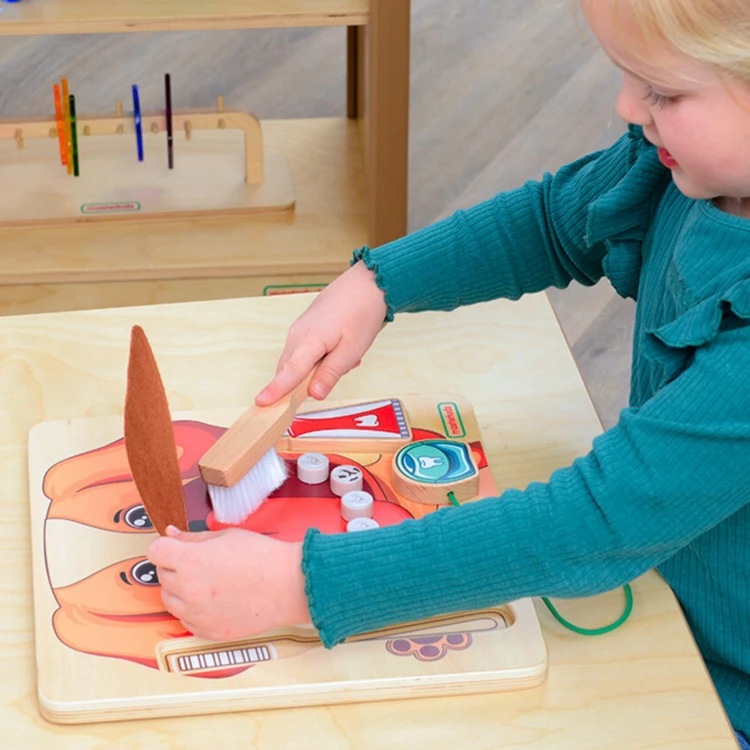 Tablica Edukacyjna Ścienna Nauka Higieny Jamy Ustnej Piesek Montessori | MASTERKIDZ