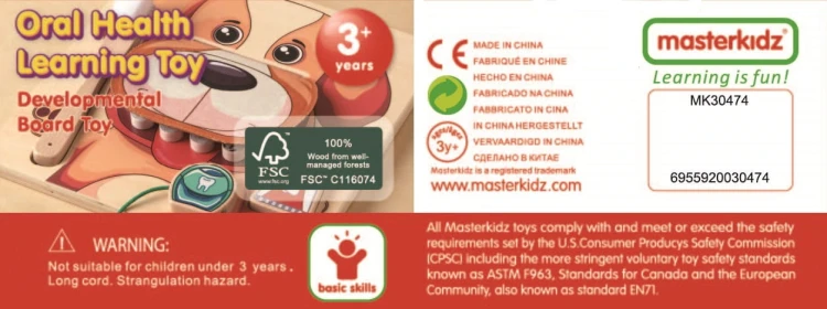 Tablica Edukacyjna Ścienna Nauka Higieny Jamy Ustnej Piesek Montessori | MASTERKIDZ