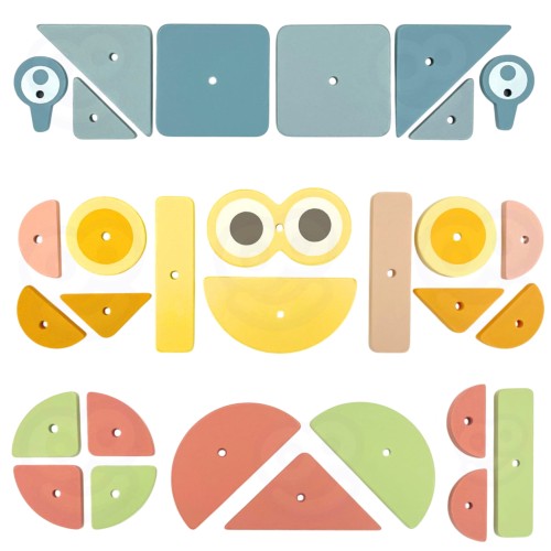 Drewniana Przybijanka z Młotkiem Układanka 20 Wzorów 82 el. | WOOPIE GREEN