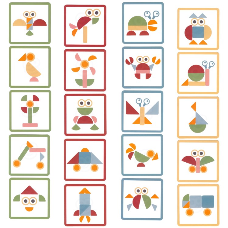 Drewniana Przybijanka z Młotkiem Układanka 20 Wzorów 82 el. | WOOPIE GREEN