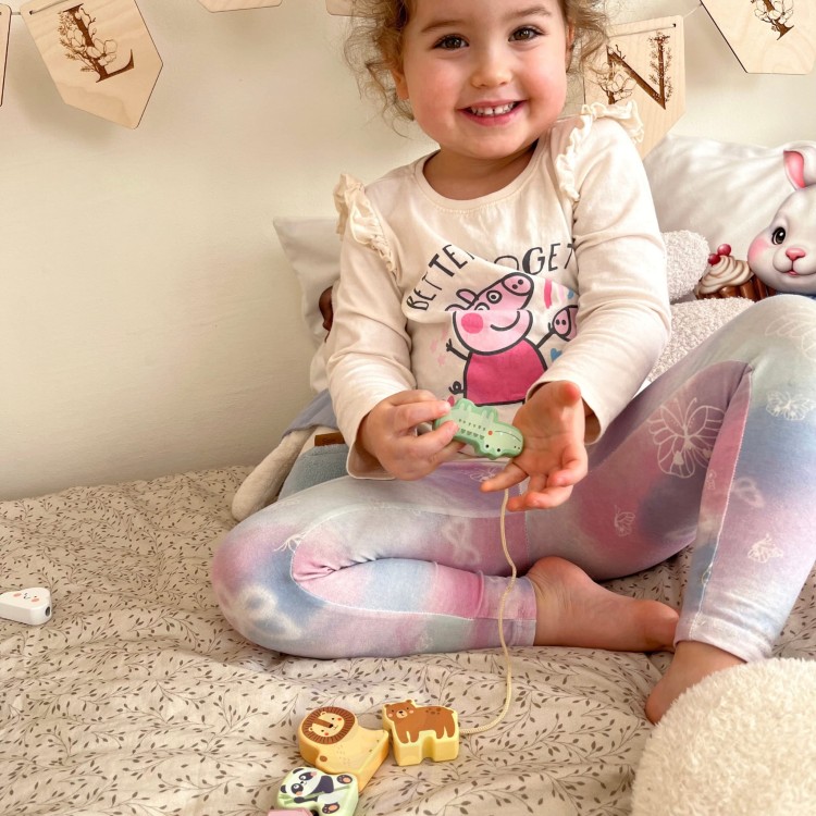 Drewniana Nawlekanka Klocki Przeplatanka ZOO Montessori 13 el.