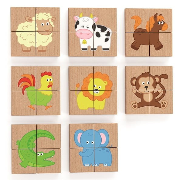 Drewniane Puzzle Magnetyczne Zwierzęta Układanka FSC VIGA