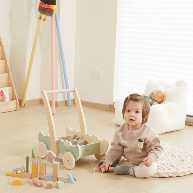 Drewniany Wózek na Klocki Pchacz – VIGA