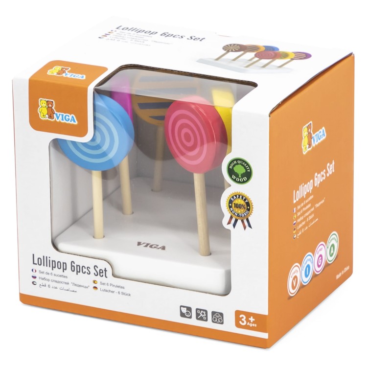 Drewniane Kolorowe Lizaki Zestaw 6 szt. VIGA