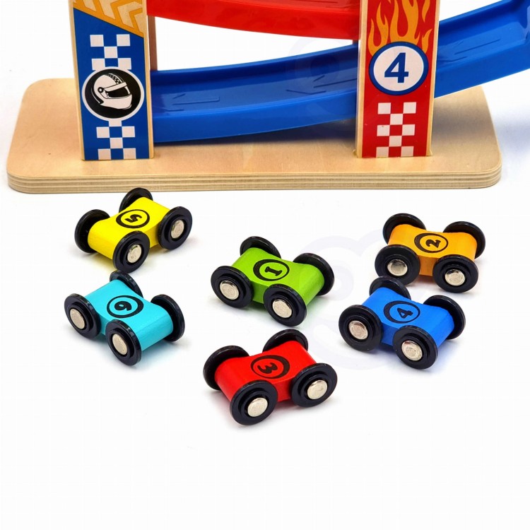 Kolorowa Drewniana Zjeżdżalnia Tor Samochodowy TOOKY TOY
